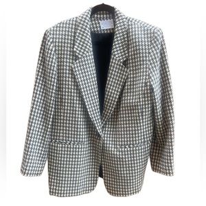 Vintage black and white Pendleton wool oversized boxy fit blazer jacket check